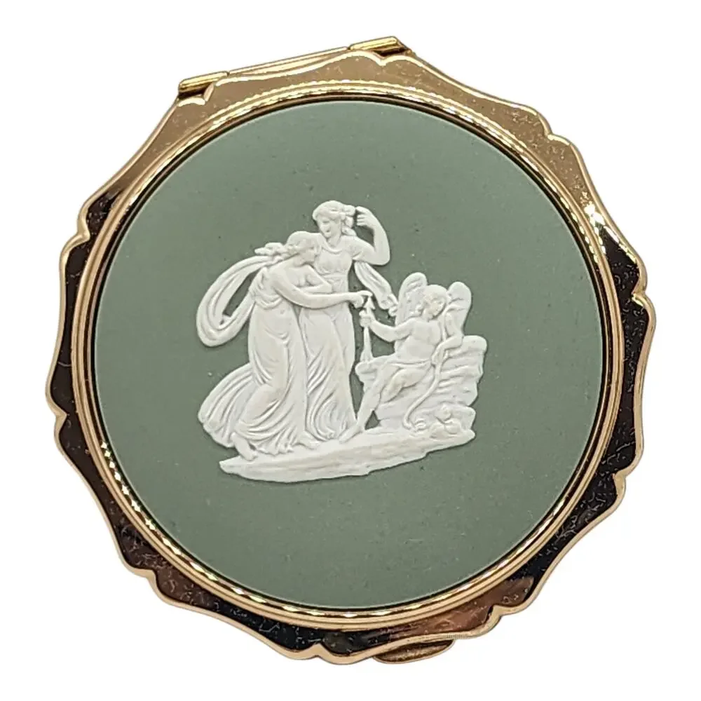 Vintage Stratton Wedgwood Jasperware Cameo Powder Compact England NEW NOS Unused